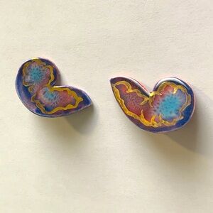 70s ceramic clip on earrings